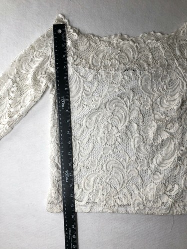 Ambiance Women's Long Sleeve Floral Top Crochet White S Excellent Condition - Picture 10 of 12