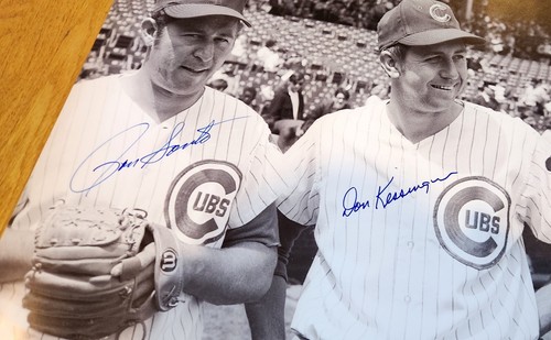 ERNIE BANKS RON SANTO Glenn Beckert Don Kessinger CUBS Signed 24X36 photo HOF - Picture 2 of 3