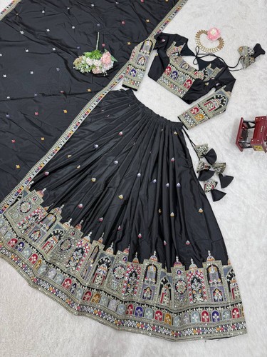 Fashionable Natural Crep Silk Lehenga Choli With Dupatta For Women & Girls - Bild 9 von 13