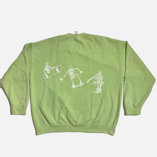 Urban Outfitters Project Social T Green Skelton Skateboarding Sweatshirt L/XL - Picture 3 of 7