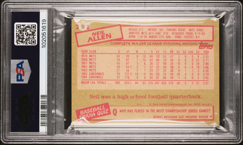 1985 TOPPS MINI #731 NEIL ALLEN  PSA 8 MAC FINEST 100 MADE VERY RARE * 1619 - Picture 3 of 5