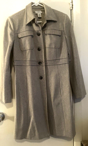 Loft Ann Taylor Women Classic Coat-Lt Taupe/Grey-Wool Blend-6P-Single Breasted - Bild 2 von 5
