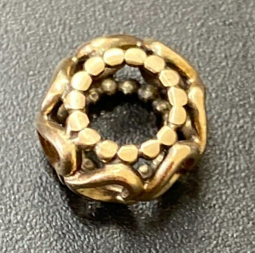 PANDORA 14k Yellow Gold Lucky in Love Openwork Charm Bead - Retired - 1.3g - Picture 5 of 14