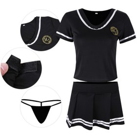 Sexy Cheerleader Uniform Lingerie Sports Costume T-shirt Top Mini Skirt G-string