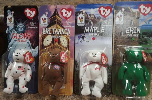 1999 Komplettsatz 4 ty International Bears McDonalds Teenie Beanie Babys   - Bild 5 von 7