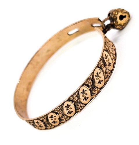 Victorian heart padlock yellow gold filled sweetheart wedding bangle bracelet LO - Picture 2 of 7