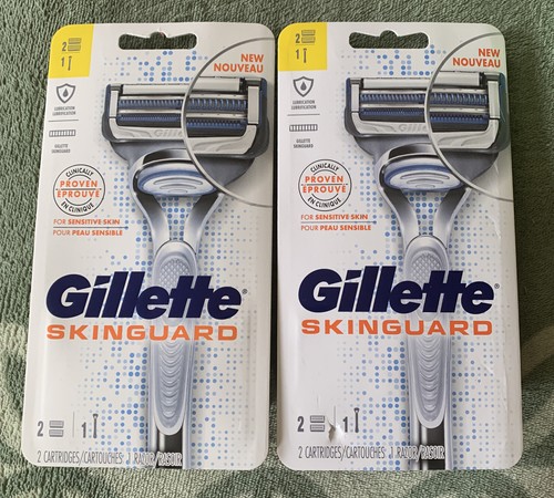 2 X Gillette SkinGuard Men's Razor For Sensitive Skin 4 Cartridge Total New