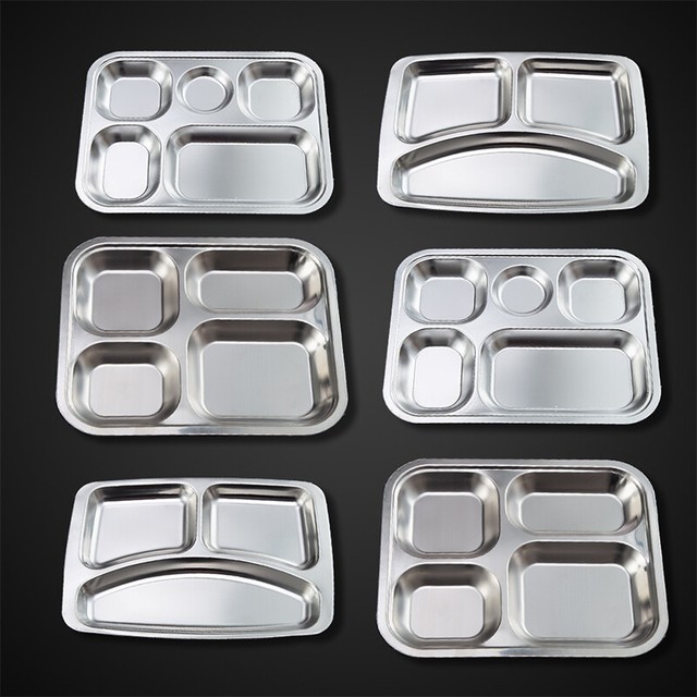 Durable Stainless Steel Trays Divided Dinner Plate Lunch Container Food Tray! Durable Stainless Steel Trays Divided Dinner Plate Lunch Container Food Tray!