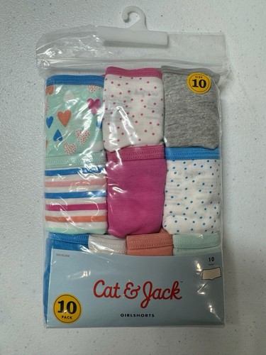 Cat & Jack Panties Girl's 10 Girlshorts Briefs 10 Pack Cotton Underwear New