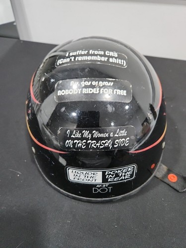Motorcycle Half Helmet size Medium Black With Flames On Sides - Picture 4 of 10