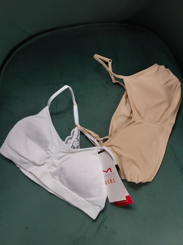 maidenform girl L bra white new removable pads training - Picture 1 of 2
