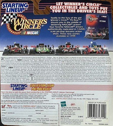 (3) 1999 Dale Earnhardt Coke & GW NASCAR Starting Lineup W/ Limited Edition Card - Picture 4 of 4