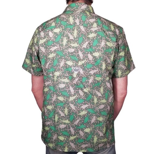 COLUMBIA Mens PFG Super Slack Tide Camp Fishing Shirt Short Sleeve Vented UPF 40 - Picture 11 of 13