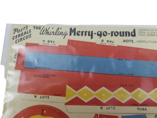 Post Cereal Whirling MERRY GO ROUND Paper Cutout Set Advertising Insert Promo - Picture 2 of 9