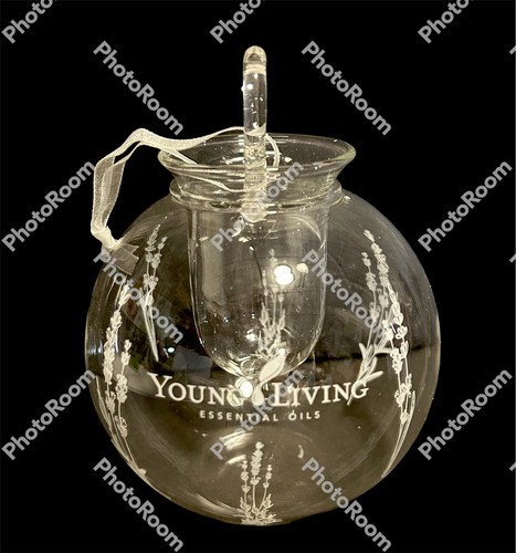 Young Living Glass Diffuser Essential Oil Hanging Bulb Ornament 4" Clear Floral - Picture 2 of 5