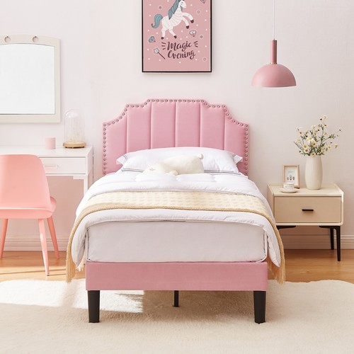 VECELO Bed Frame Twin/Full/Queen Size Wooden Slats Support Adjustable Headboard - Picture 33 of 60