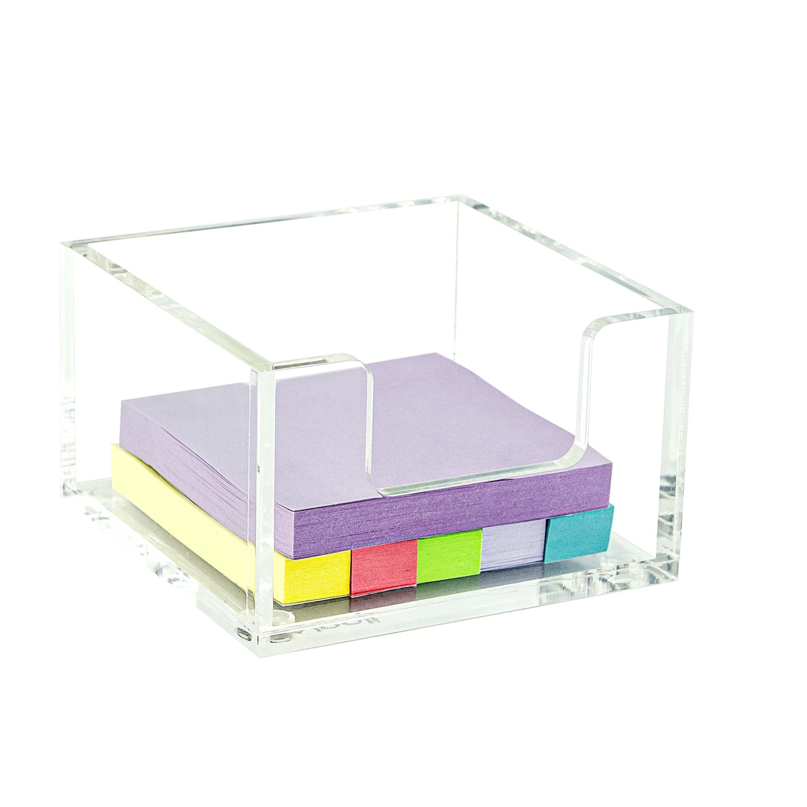 Clear Acrylic Sticky Note Holder 4x4 Inch Memo Organizer-image