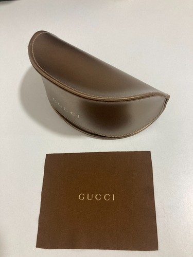 Gucci Bronze Soft Clam Shell Eyeglasses Sunglasses Case Cleaning Cloth - Picture 2 of 11