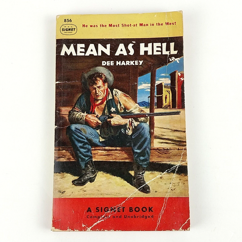 Vintage Mean As Hell 1951 1st Edition Western Paperback Book by Dee Harkey RARE - Picture 1 of 5