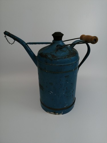 Jarra de petróleo 11⁄2 litro metal antiguo taller vintage decoración lata de aceite azul - Imagen 7 de 11