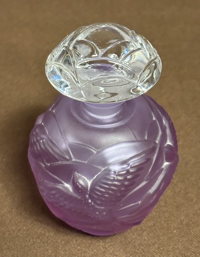 FK Lavender Frosted Lead Crystal Glass Perfume Bottle with Topper ~Made Germany - Picture 3 of 18