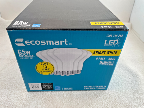 Ecosmart 65 Watt Daylight LED Flood Light Bulbs 6 Pack BR30 Open Box - Picture 3 of 3