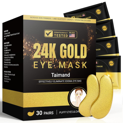 24K Gold Under Eye Patches (30 Pairs), under Eye Mask for Puffy Eyes, Dark Circ - Picture 10 of 12
