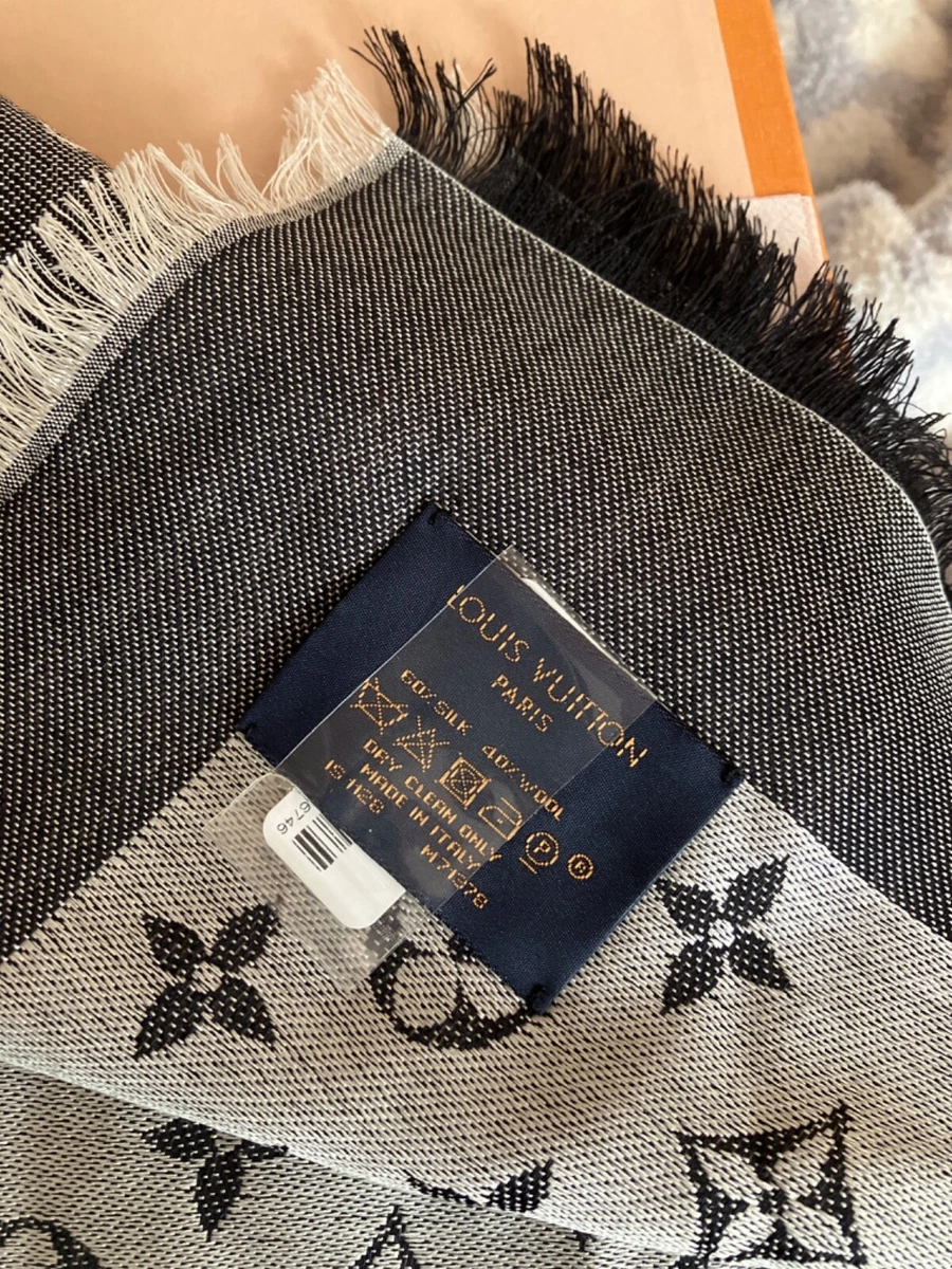 Louis Vuitton Monogram Denim Shawl Light Blue Silk