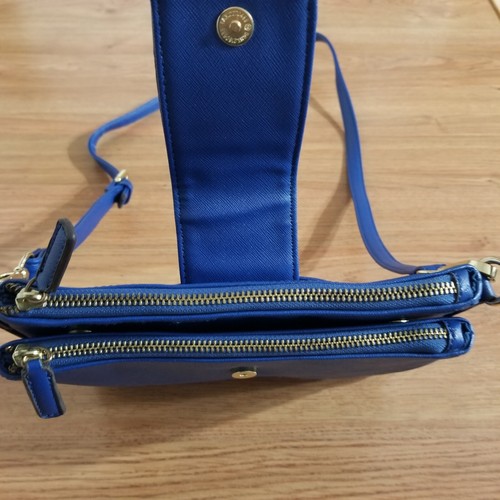 Liz Claiborne Crossbody Shoulder Blue Handbag Purse Zip Closure Snap Buttons  - Picture 13 of 24