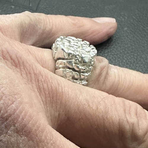 MJG ARGENTO STERLING. ANELLO PEPITA PESANTE. TOP ROTONDO. BIKER. 31 GR. TAGLIA 10+ - Foto 6 di 6