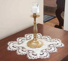 White European Lace Antique Jacquard Fabric Doily, Placemat (14" Square)