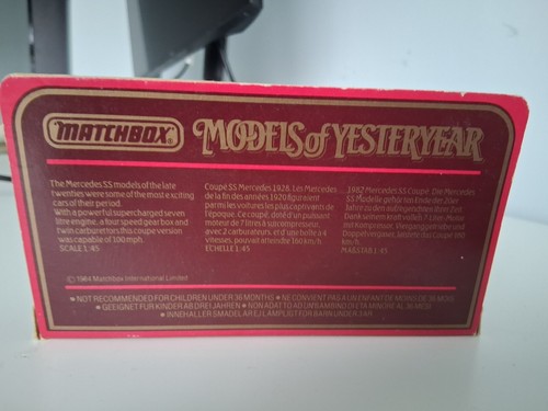 Matchbox Models of Yesteryear Y-16 1928 Mercedes SS Coupe Blue Grey Boxed - Picture 4 of 4