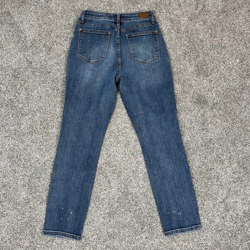 Jeans Judy blu donna 27 blu ragazzo fit vernice schizzata lavaggio scuro 28x28 - Foto 4 di 11