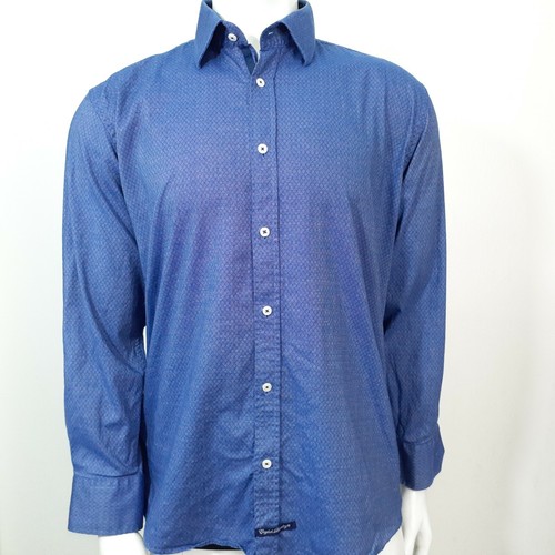 English Laundry Mens Blue Long Sleeve Collared Button Front Dress Shirt Size 17 - Picture 2 of 12