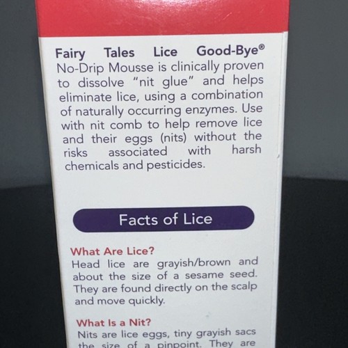Lot Of 3 Fairy Tales LICE GOODBYE Treatment No-Drip Mousse 4oz Each! Safe! - Picture 11 of 14