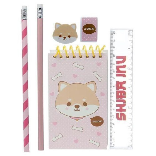 Shiba Inu Dog 7 pc Clear Pencil Case Stationery Set Back to School Designed UK - Picture 4 of 4