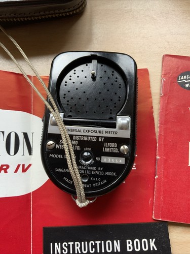 Misuratore fotocamera vintage, Sangamo Weston, Master IV; custodia, manuali, scatola originale. - Foto 7 di 11