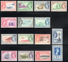Cayman Islands Scott 135-149 VF/XF Mint Lightly Hinged Original Gum 1953