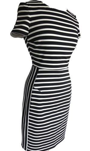 Strenesse schwarz-weiß gestreiftes Bleistiftkleid USA Größe 4 - Bild 3 von 17