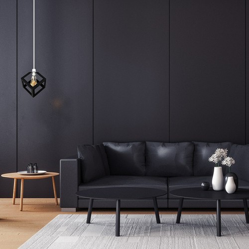 MiniSun paralume da soffitto - paralume con ciondolo cubo nero opaco retrò - Foto 6 di 8
