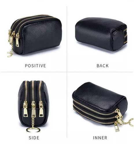 Women Small Coin Purse Wallet Bag Zipper Change Pouch Card Holder with Key Chain - Picture 3 of 25