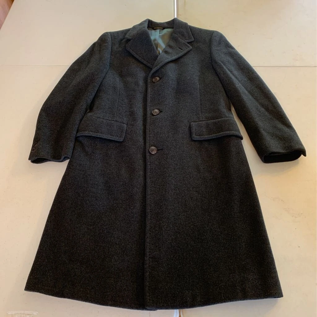 Dhalishan Mens Overcoat Black Button Lined Collared Mongolian