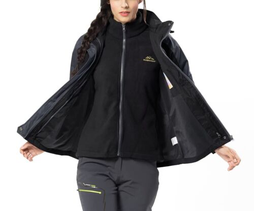3-in-1 Women's Ski Snow Hiking Jacket Winter Warm Outdoor Work Coat Windbreaker - Picture 4 of 41