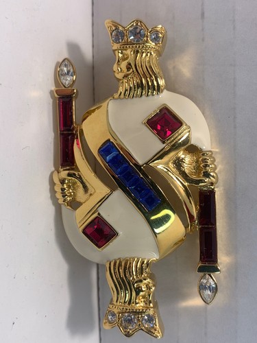 TRIFARI 1996 King Of Diamond Enamel Brooch Pin Good Condition  - Picture 1 of 7