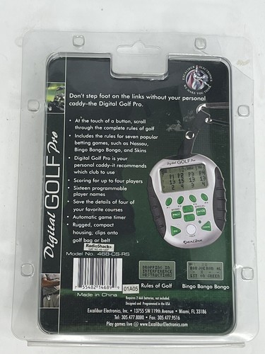Excalibur Digital Golf Pro Personal Caddy Club Advice Rules 4 Player Scorecard - Picture 2 of 2