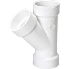 PVC Wye Reducing Pipe, 3" x 3" x 1-1/2", Hub, Sch 40/STD, Streamline
