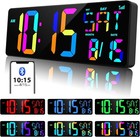 XREXS Large Digital Wall Clock Bluetooth Sync, 17.2" RGB Color Changing Digital