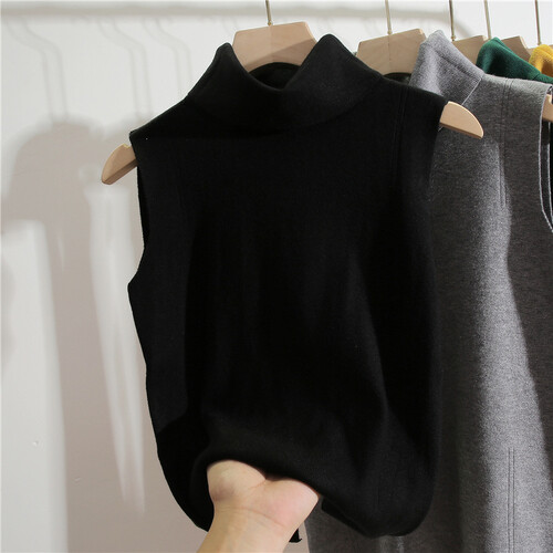 Women Sleeveless Jumper Turtle Neck Sweater Knitted Vest Waistcoat Tank Top - Picture 25 of 26