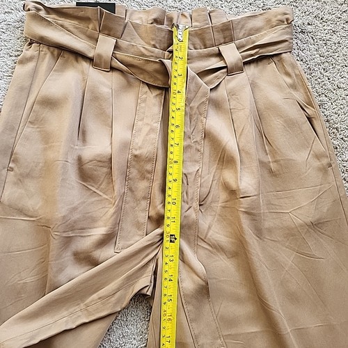 Pantalones Banana Republic Soho para mujer 8 marrón tostado pierna ancha tiro alto plisados $75 nuevos con etiquetas - Imagen 7 de 13