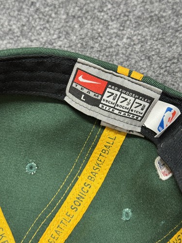 Vintage Nike Super Sonics Wollmischung tailliert Stretch Mütze Größe Large 7 3/8 1/2 5/8 - Bild 8 von 9